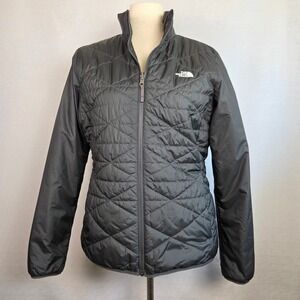 The North Face Black Lightweight Quilted Full Zip Jacket Hiking Travel Women's L